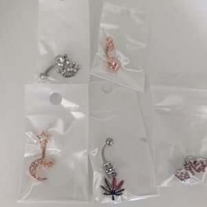 Assorted Belly Button Rings with Silver and Pink Accents